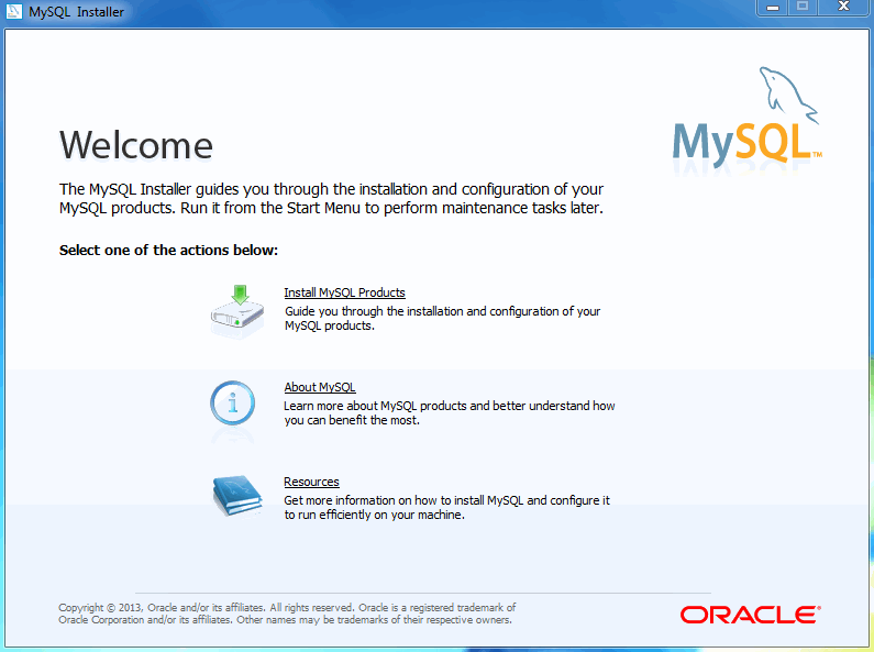 MySQL Installer - Welcome Screen