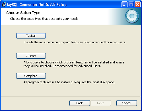 Connector/Net Windows Installer - Installation type