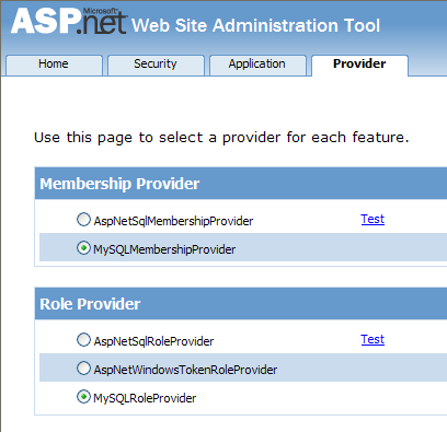 Select Membership and Role Provider
