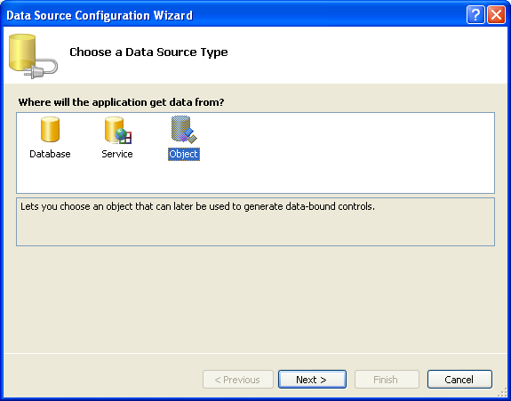 Entity Data Source Configuration Wizard Screen 1