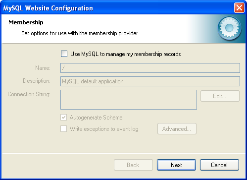 MySQL Website Configuration Tool - Membership