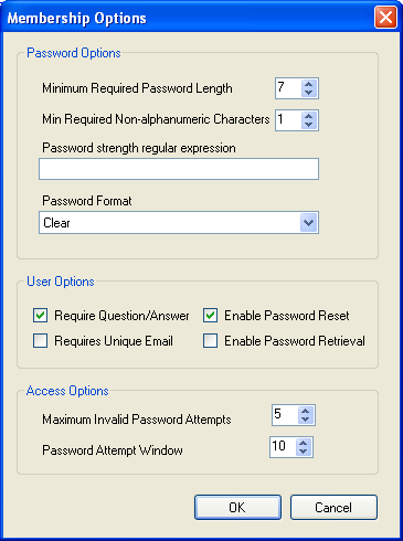 MySQL Website Configuration Tool - Advanced Options