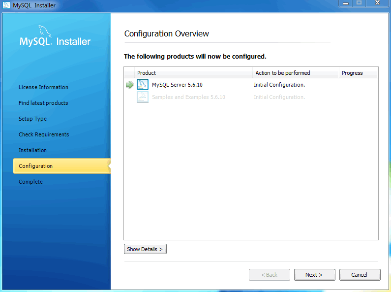 MySQL Installer - Configuration Overview
