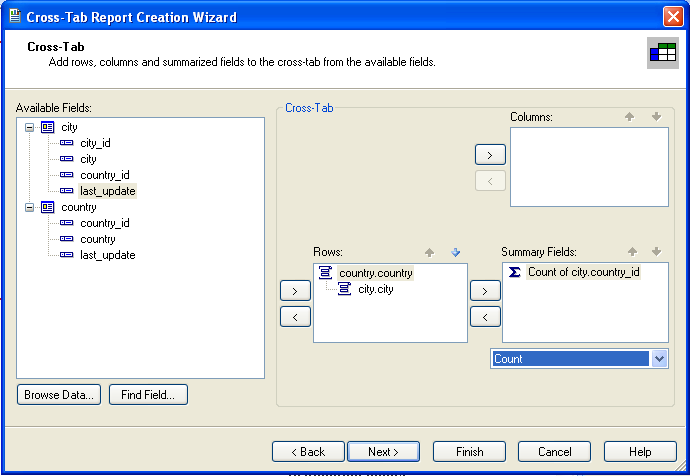 Cross-tab definition in Crystal Reports