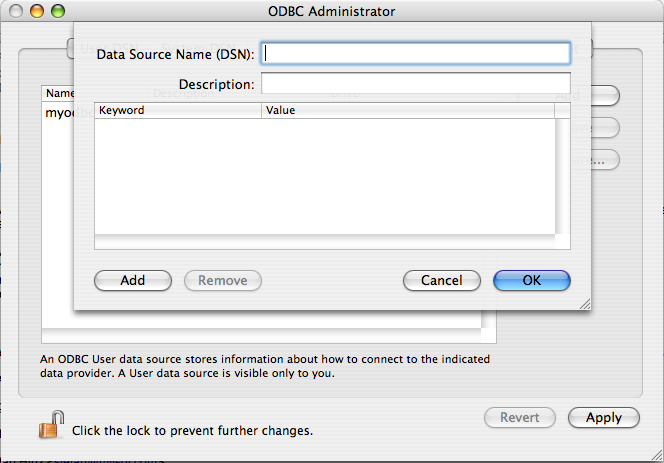 ODBC Administrator Add DSN Dialog